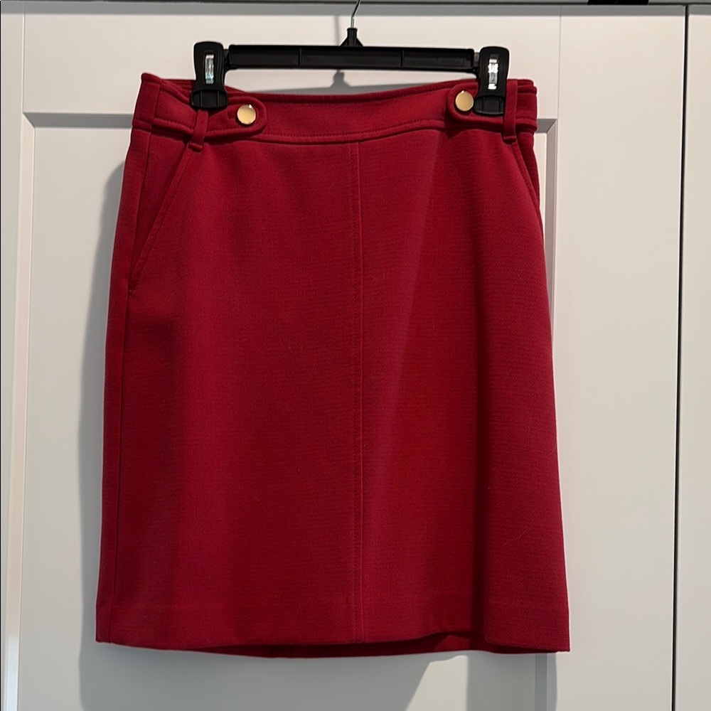 LOFT Red Knee-Length A-Line Skirt for Work